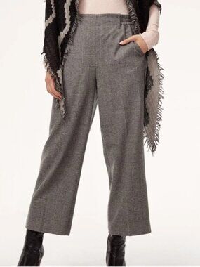 Aritzia Wilfred Easy Wide Leg Wool High Rise Trouser Pant Womens XS Plaid